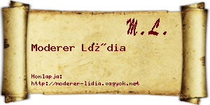 Moderer Lídia névjegykártya